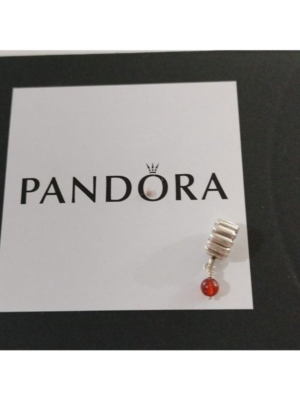 Pandora Retired Sterling Silver Carnelian July Birthstone Dangle - 790166K - Picture 2 of 4